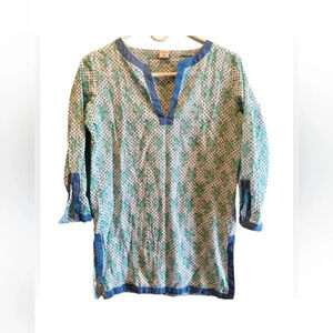 RIKSHAW DESIGN BOUTIQUE WOMENS COTTON BEACH COVER UP GREEN BLUE SUMMER SIZE XS